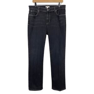 Eileen Fisher Organic Soft Stretch Denim Pant Black Gray Size 12 Straight Leg